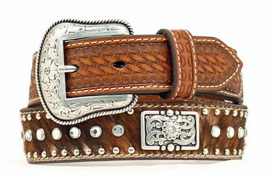 Nocona Girls Rhinestone and Hair Western Belt