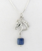 Loriece Silver Horse Head Silhouette Necklace w/Blue Stone