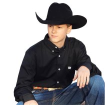 Cinch Boy's Solid Black Pinpoint Shirt