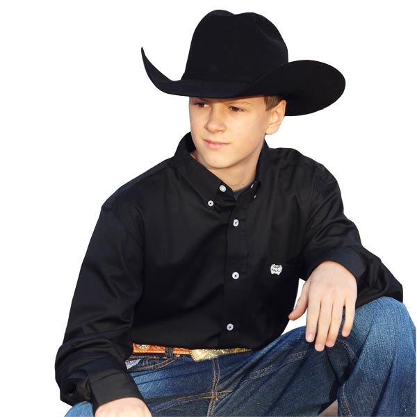 Cinch Boy's Solid Black Pinpoint Shirt
