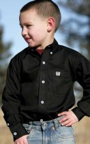 Cinch Boy's Solid Black Pinpoint Shirt