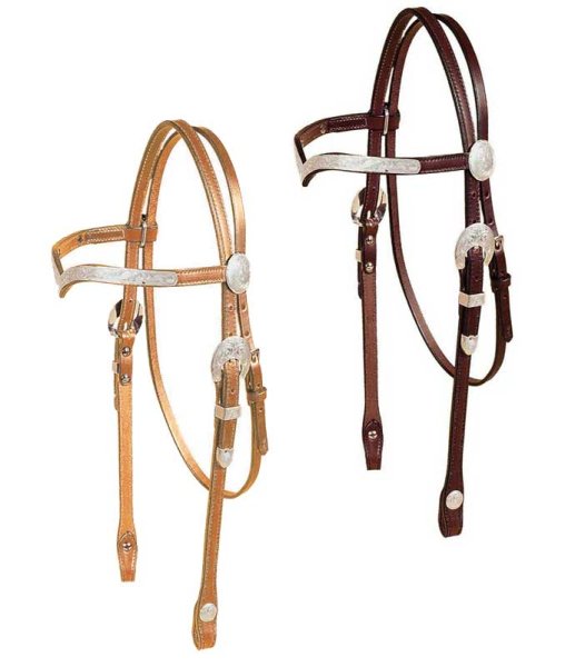 Tory Leather Oklahoma Silver V-Brow Western Headstall