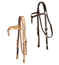 Tory Leather Western Headstall with Silver Detail