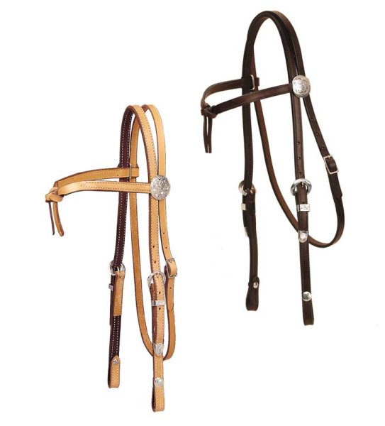 Tory Leather Western Headstall with Silver Detail