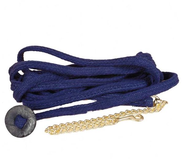 Tory Leather White Cotton Lunge Line with Chain
