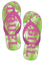 Cruel Girl Pink and Green Flip Flops S