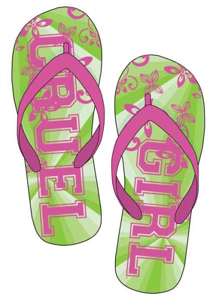 Cruel Girl Pink and Green Flip Flops S