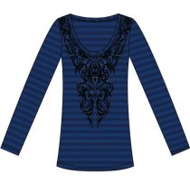 Cruel Girl Long Sleeve Heathered Stripe Tee M
