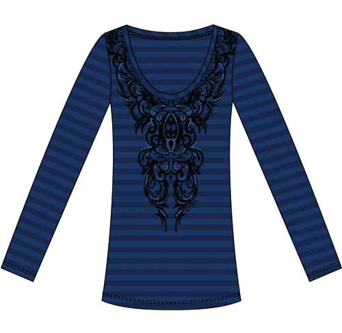 Cruel Girl Long Sleeve Heathered Stripe Tee M