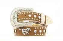 Nocona Running Horse Brown Crystal Belt