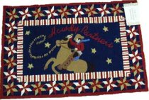 Horse Hooked Wool Rug-Howdy Partners