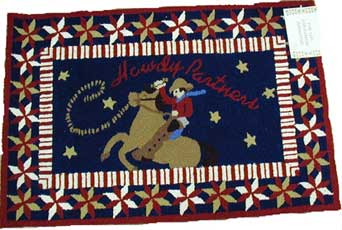 Horse Hooked Wool Rug-Howdy Partners