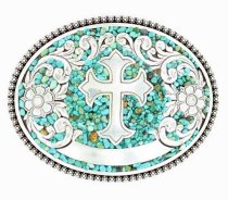 Nocona Western Turquoise Cross Oval Buckle