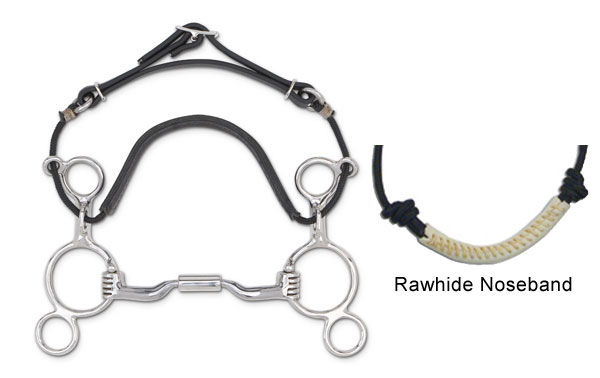 Myler 2-Ring Combo Bit w/ Low Port Comfort Snaffle Rawhide