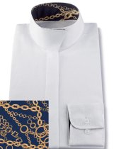 RJ Classics Sterling White Show Shirt with Navy Chains 36