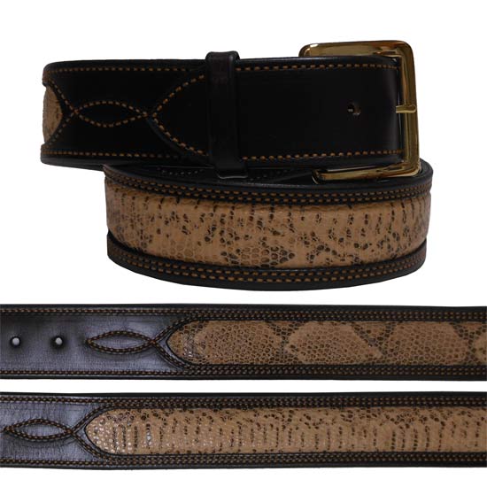 Green Hill Collection Brown Snake Windowpane Belt