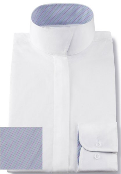 RJ Classics Wrap Collar Prix Show Shirt with Blue Stripe 38