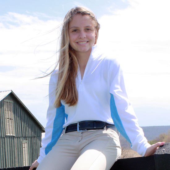 Equi-Dri Ladies Aero Long Sleeve w/Copan Blue