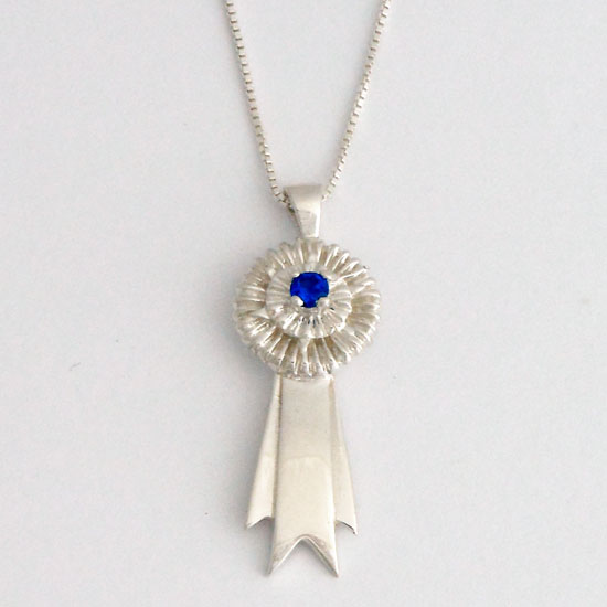 Loriece Silver Ribbon Rosette Necklace