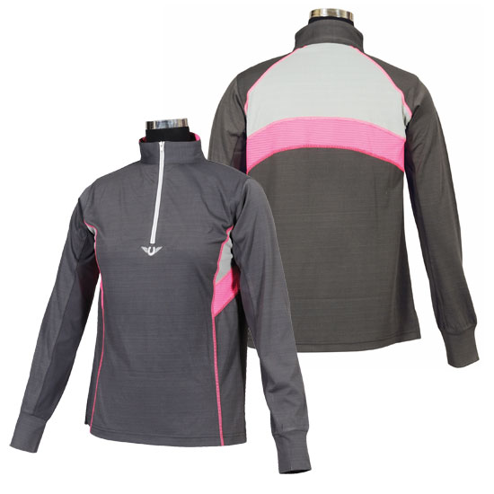 Neon Pink Ventilated Mock Zip Long Sleeve