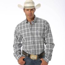 Cinch White and Purple Plaid Western Button Down Shirt L