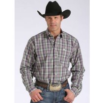 Cinch Purple & Grey Plaid Western Shirt L