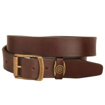 Tory Strap Leather Belt with Antique Brass Buckle and Keeper