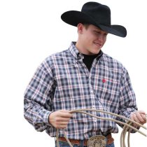 Cinch Men's Long Sleeve Plaid Shirt Navy Red