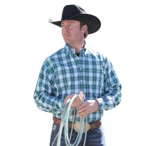 Cinch Blue Green Plaid Men's Shirt