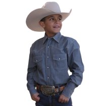 Cinch Boy's Chambray Western Snap Shirt L
