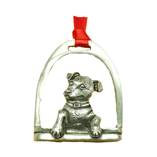 Loriece Jack Russell in Stirrup Pewter Ornament