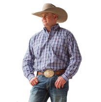 Cinch Navy and Burgundy Plaid Western Shirt S