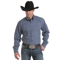 Cinch Navy Diamond Patterned Western Shirt L