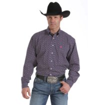 Cinch Navy and Fuchsia Print Western Shirt M