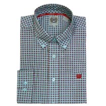 Cinch Men's Patterned Teal Shirt XXL
