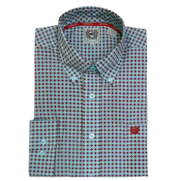 Cinch Men's Patterned Teal Shirt XXL