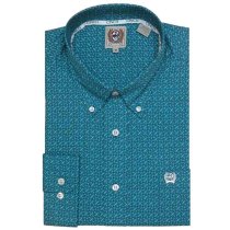 Cinch Teal Patterned Western Shirt