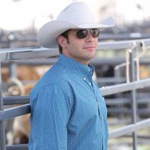 Cinch Teal Patterned Western Shirt