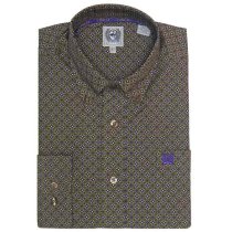 Cinch Tan and Purple Patterned Button Down XS