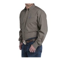 Cinch Tan and Purple Patterned Button Down XS
