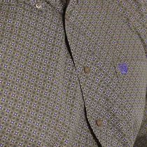 Cinch Tan and Purple Patterned Button Down XS
