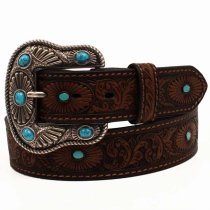 Nocona Ladies Brown Belt With Turquoise