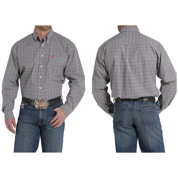 Cinch Black Plaid Long Sleeve Button Down S