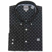 Cinch Black Dot Patterned Button Down L
