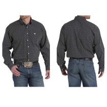 Cinch Black Dot Patterned Button Down L