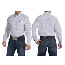 Cinch Button Down for Men White/Navy Stripe S & L