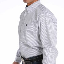 Cinch Button Down for Men White/Navy Stripe S & L