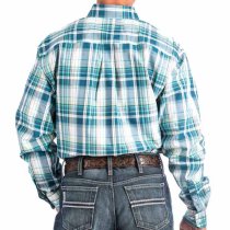 Cinch Mens Multicolored Plaid Button Down Shirt