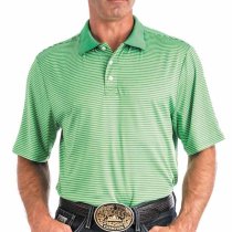 Cinch Arenaflex Green Striped Polo M