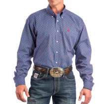 Cinch Blue Geometric Floral Button Down S
